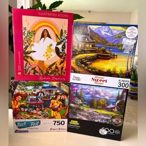 FOUR, 4 Jigsaw Puzzles - Assorted Sizes: 750 pieces, 500 pieces, and 300 pieces